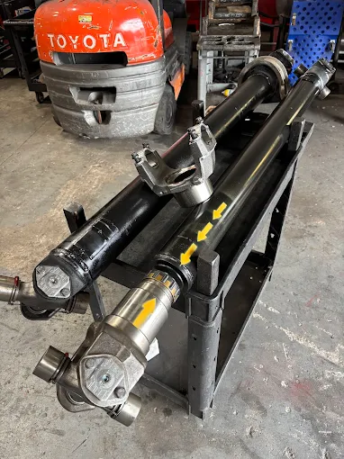 Multiple driveshafts on work bench